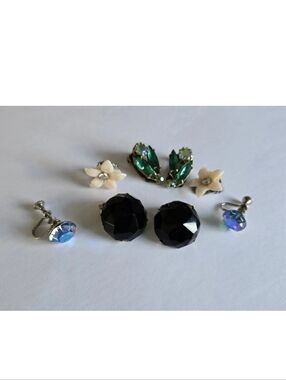Clip On Earring Lot Vintage Costume Jewelry